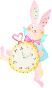 うさぎが時計を持っている