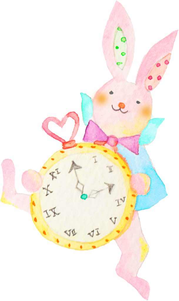 うさぎが時計を持っている
